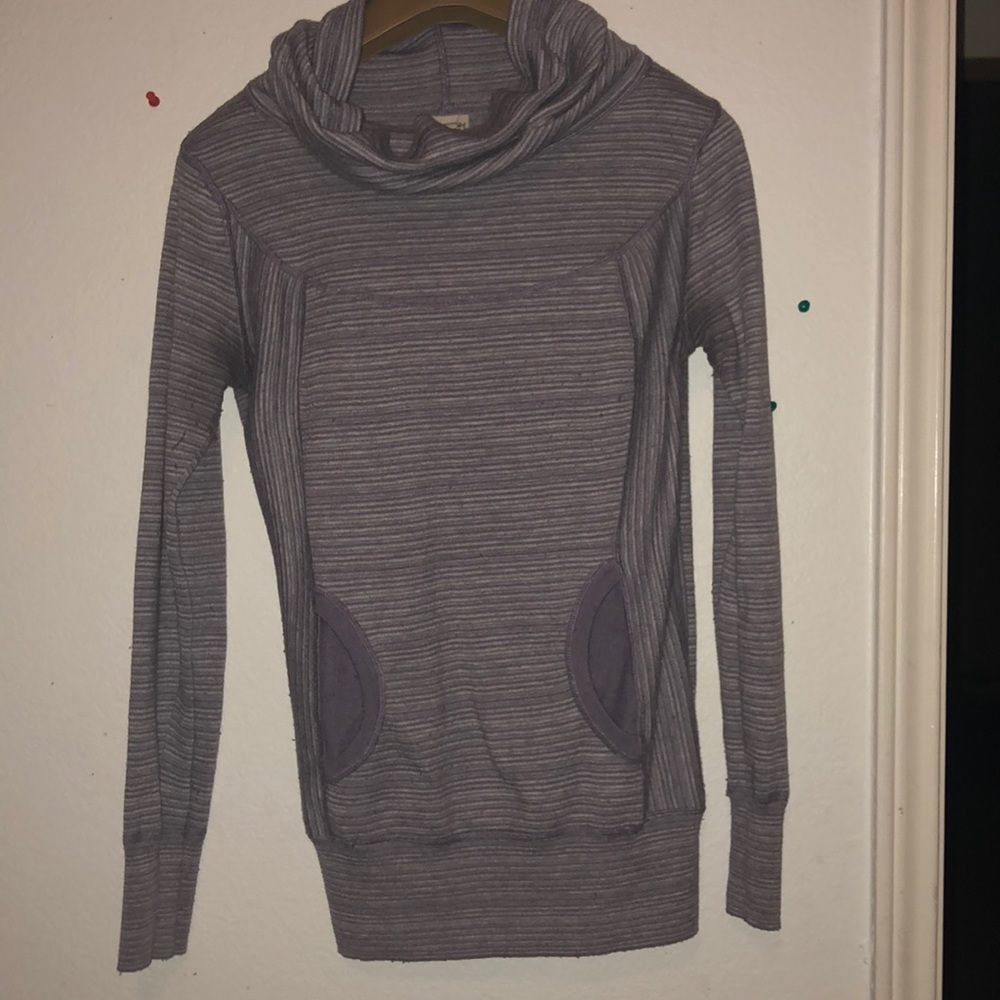 Purple and white striped sweater